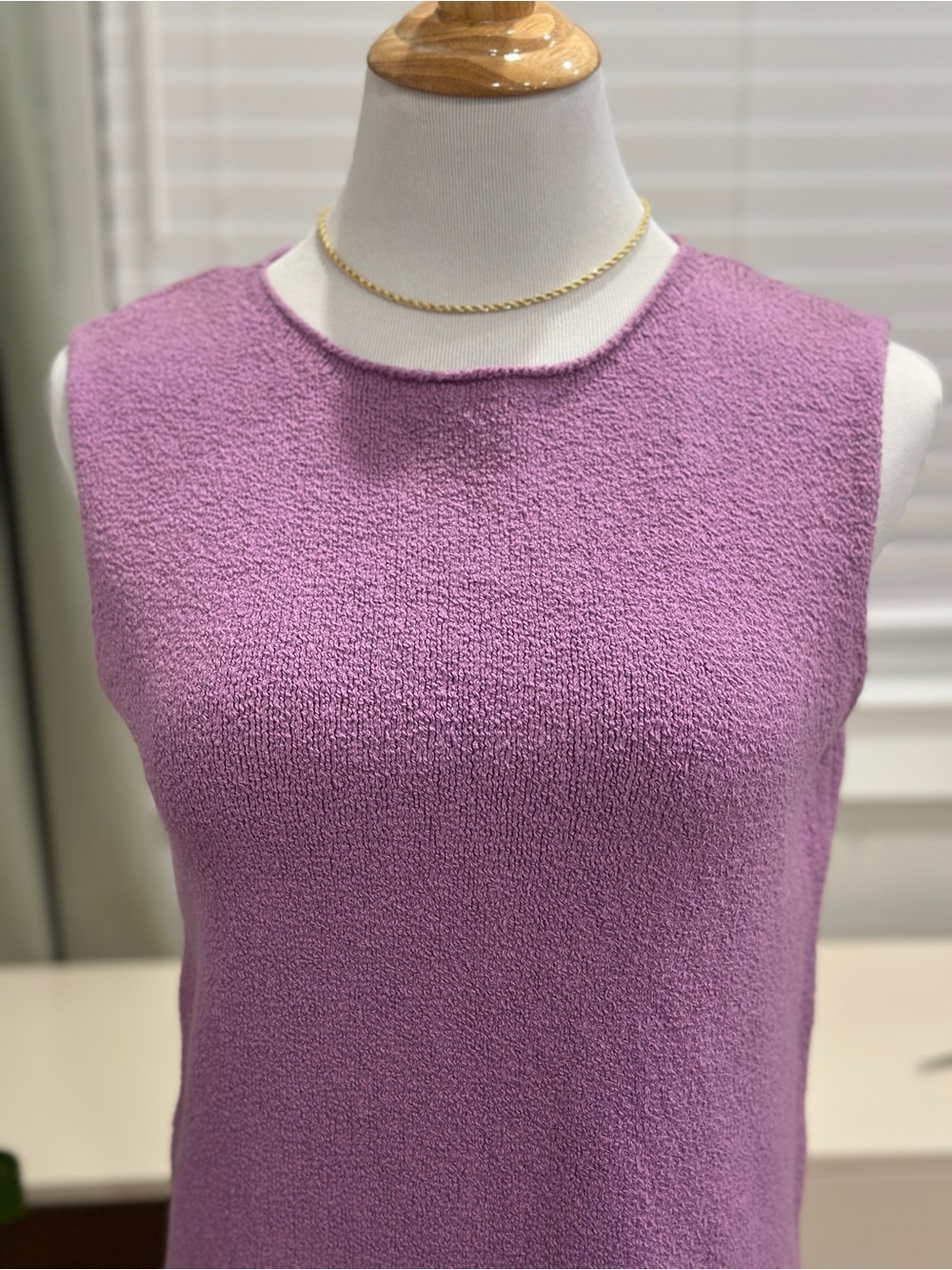 Eileen Fisher Lilac Sleeveless Textured Knit Tank - Picture 4 of 8